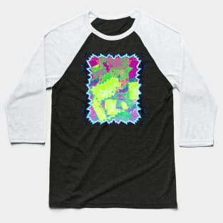 Funky Glitch Art Explosion - Neon Halftone Grunge Zine Style Baseball T-Shirt